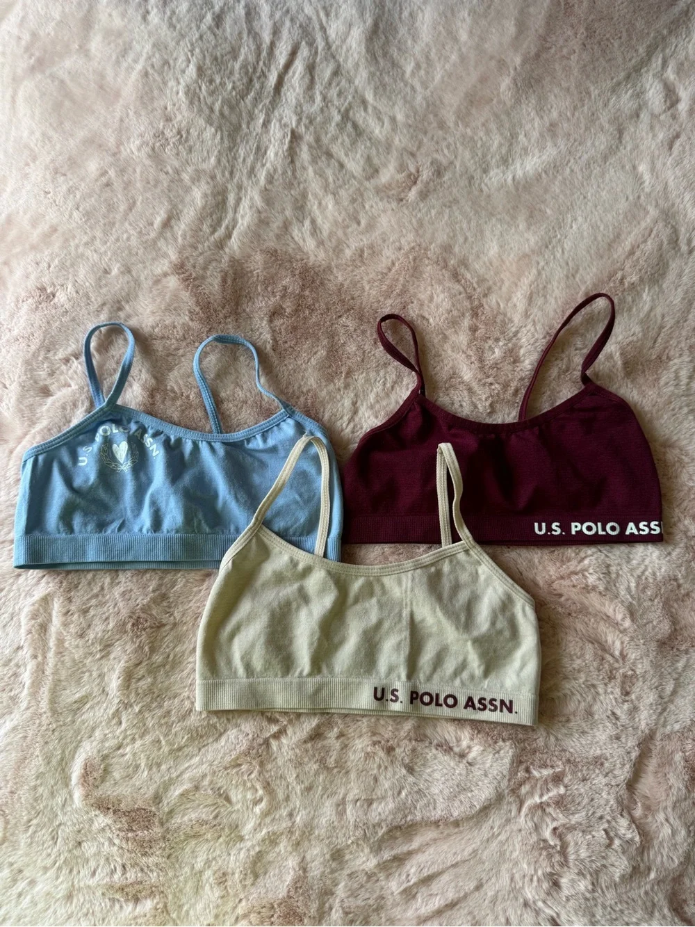 3 Pack U.S. Polo Assn. Girls Bralettes Size Medium